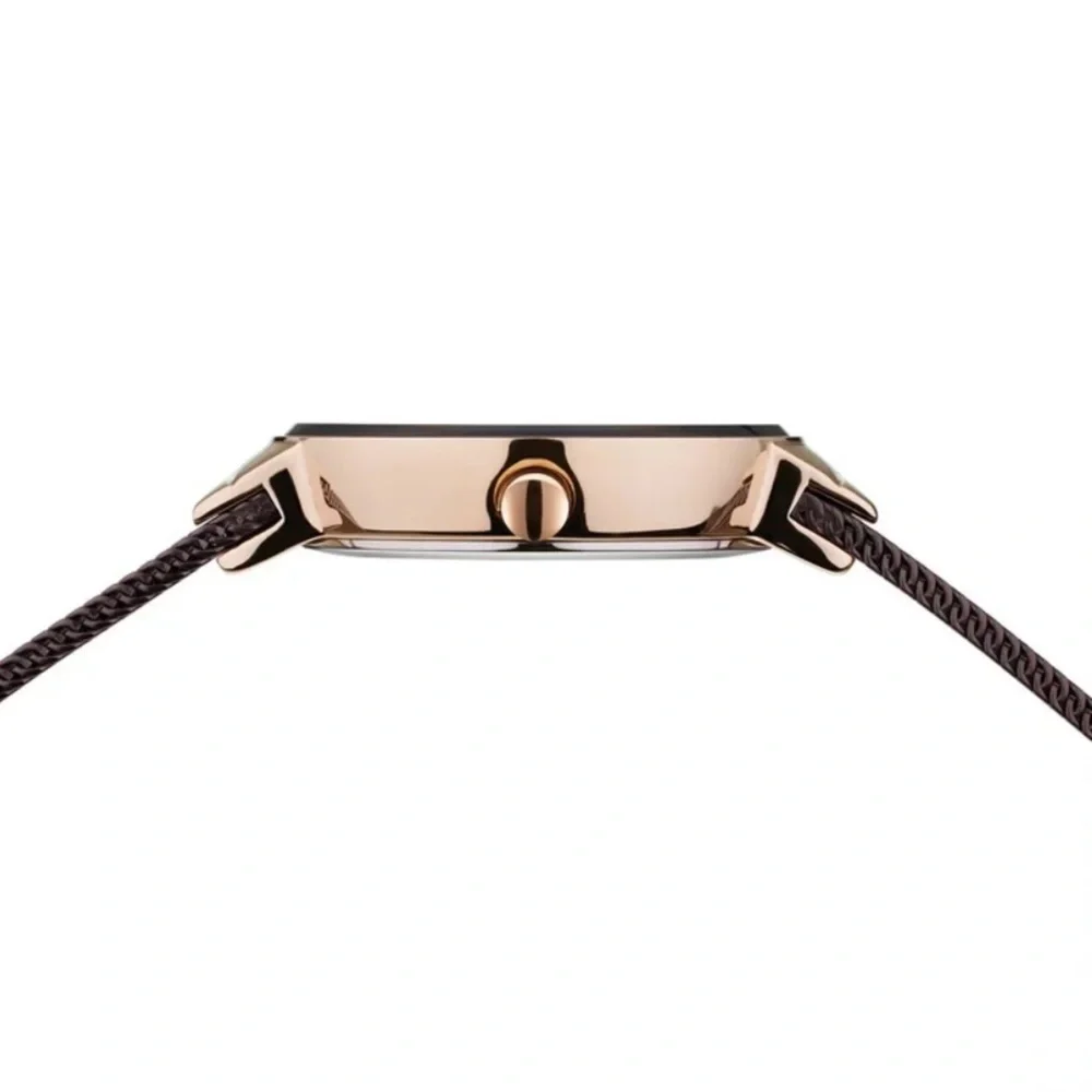 Ring Brown Mother-of-Pearl Dial Rose Gold Accent Mesh Watch